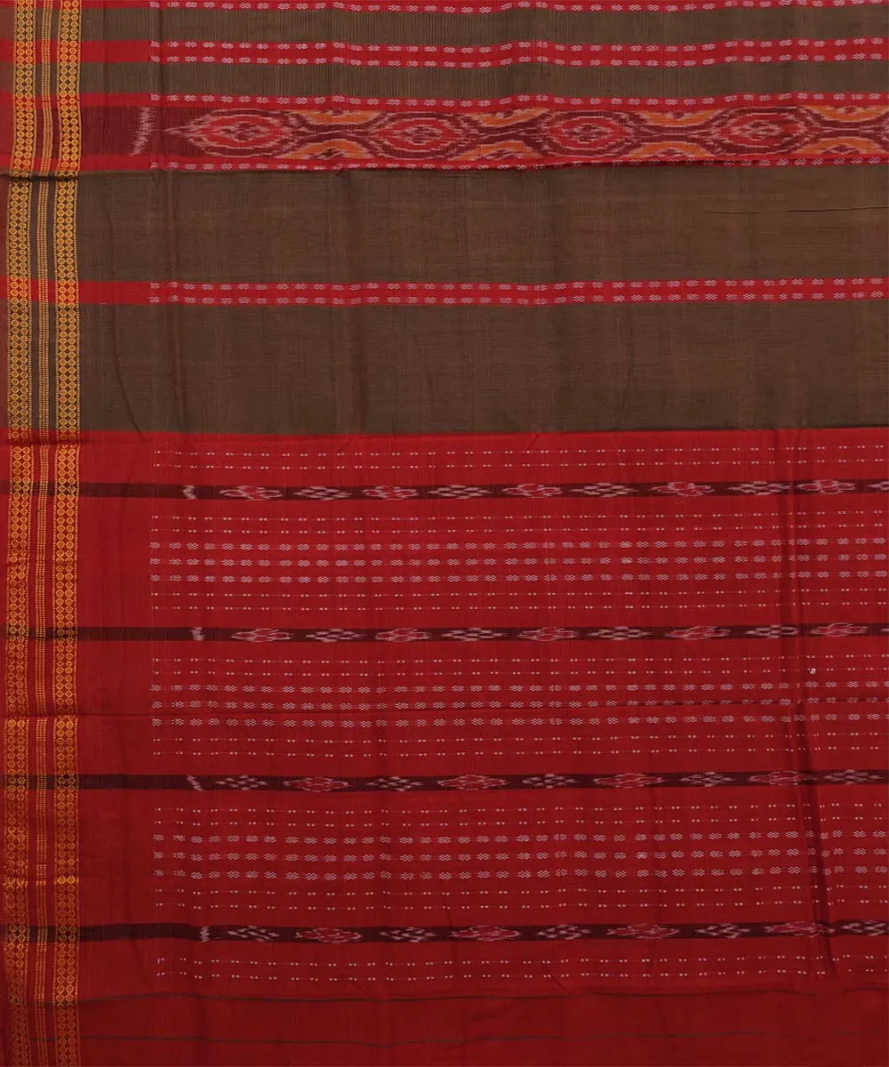 Coffee maroon cotton handwoven bomkai saree