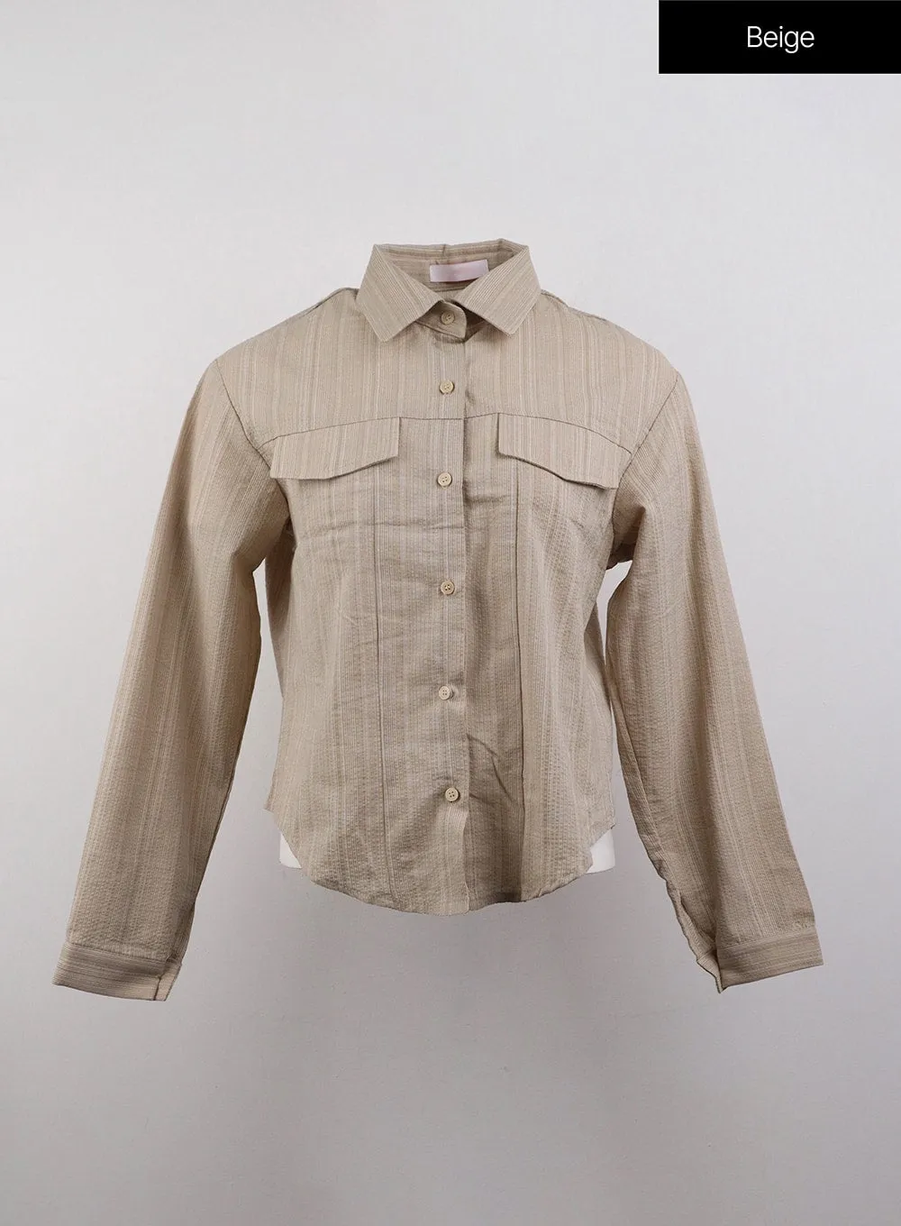 Collar Stripe Button Long Sleeve Shirt CJ411