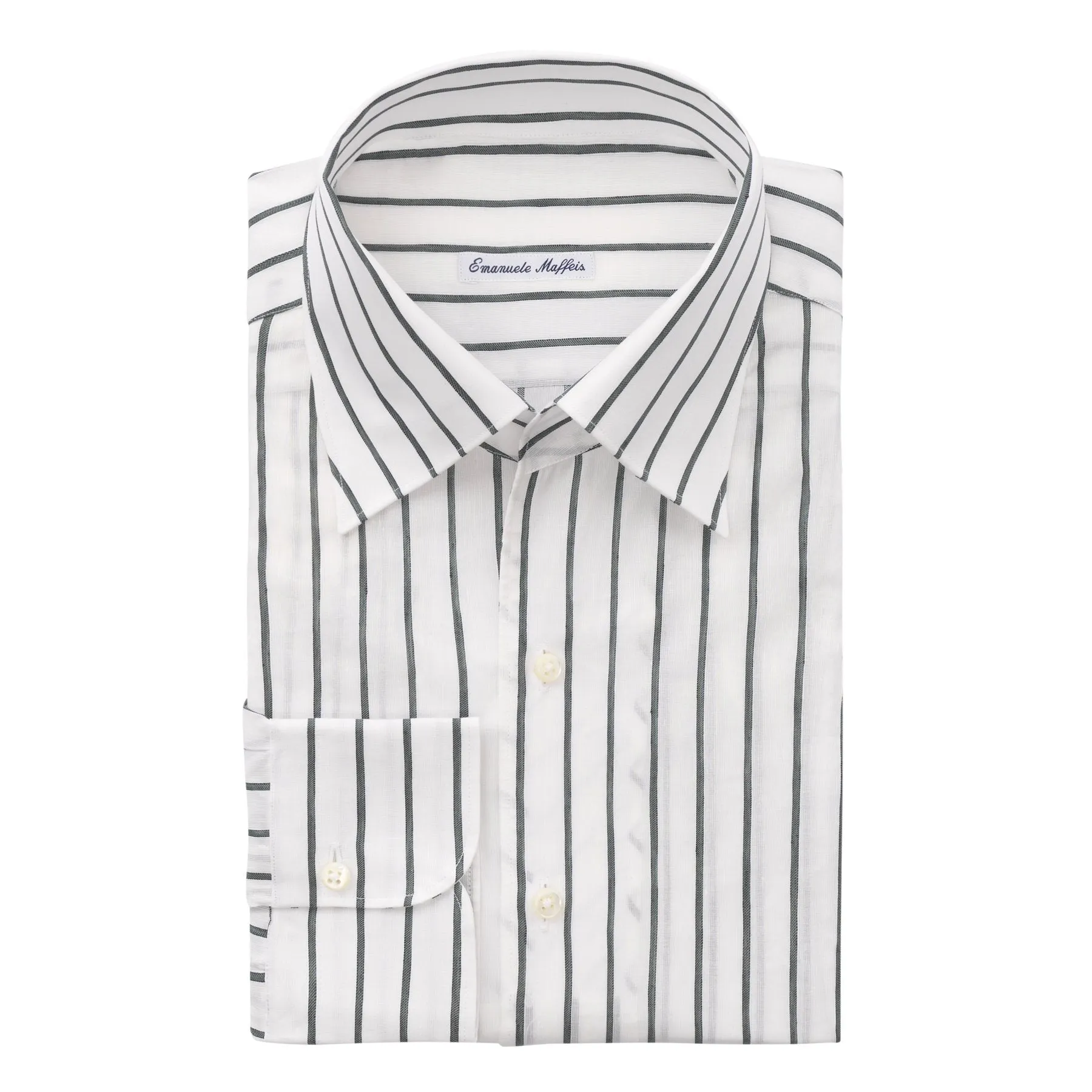 Cotton and Linen-Blend Striped Shirt with Open Collar