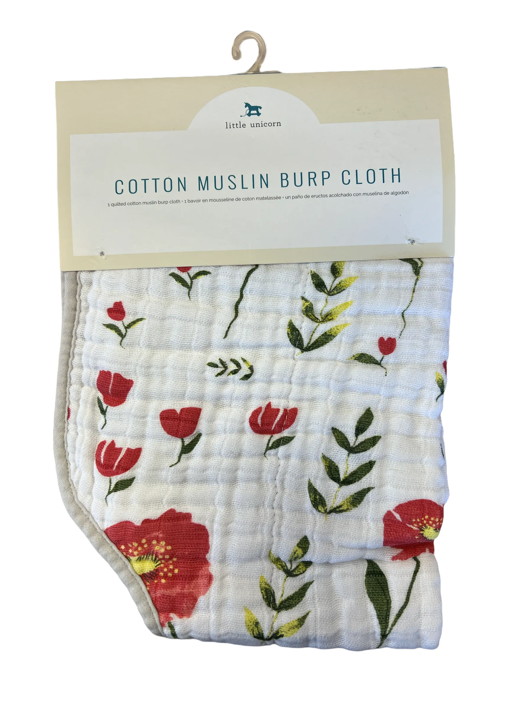 Cotton Muslin Burp Cloth - Summer Poppy