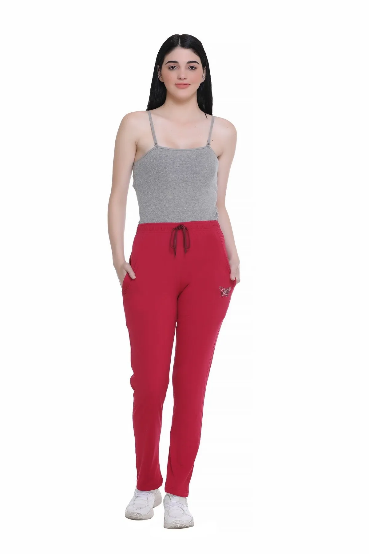 Cotton Track Pants For Women - Maroon