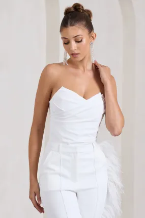 Coupled Up | White Corset Strapless Bodysuit