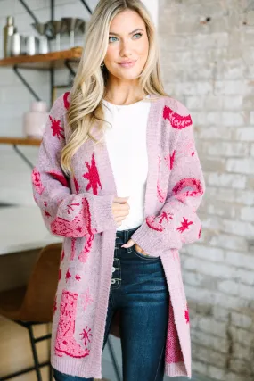 Cowboy Craze Blush Pink Printed Cardigan