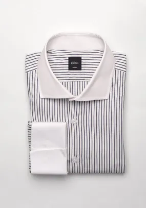 Crisp Black Pencil Stripes Shirt - White Cut Away Classic Collar