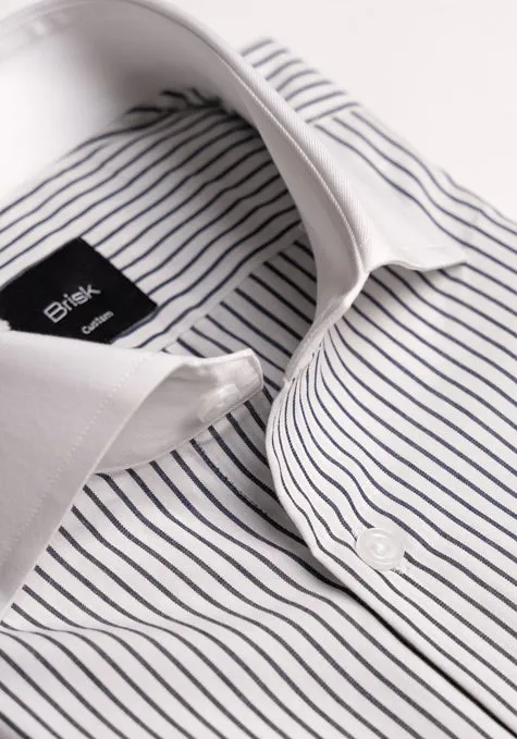 Crisp Black Pencil Stripes Shirt - White Cut Away Classic Collar