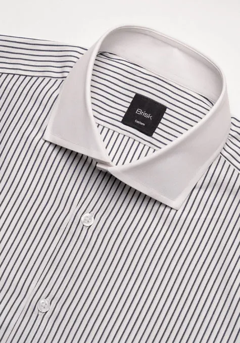 Crisp Black Pencil Stripes Shirt - White Cut Away Classic Collar