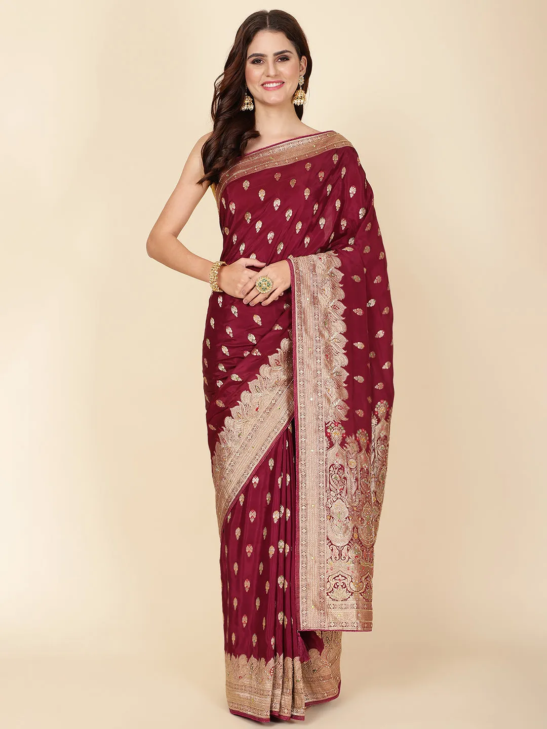 Cutdana Embroidery Dola Handloom Saree