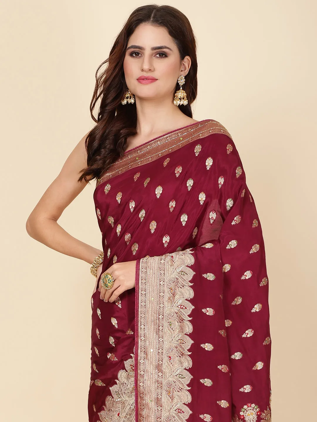 Cutdana Embroidery Dola Handloom Saree