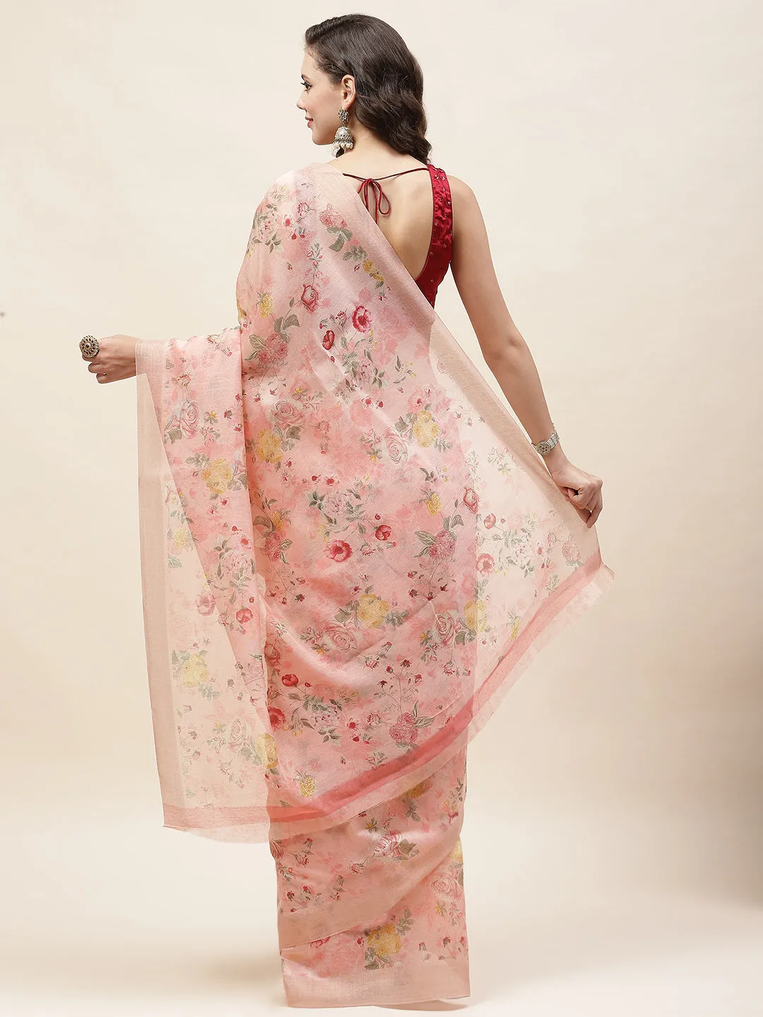 Digital Floral Printed Cotton Saree