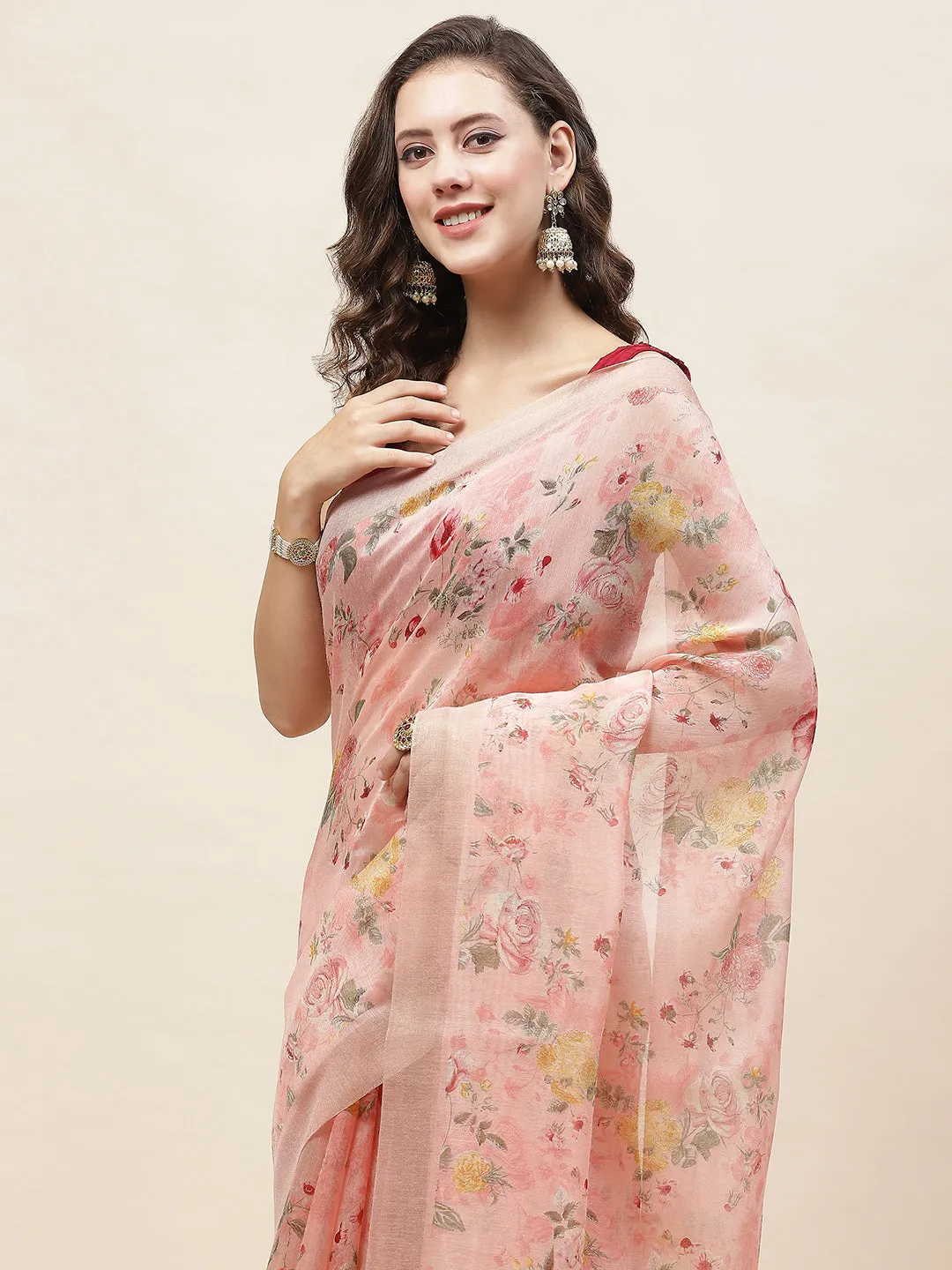 Digital Floral Printed Cotton Saree