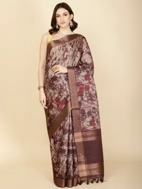 Digital Floral Printed Handloom Saree