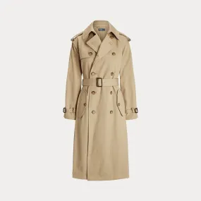 DOUBLE-BREASTED TWILL TRENCH COAT