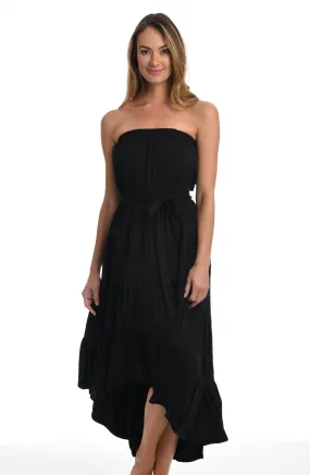 Draped Darling Strapless Midi Dress