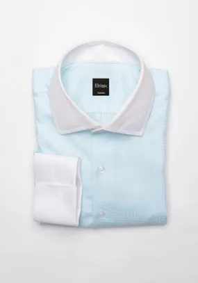 Egyptian Pastel Mint Green Structured White Collar Shirt  - Wrinkle Resistant