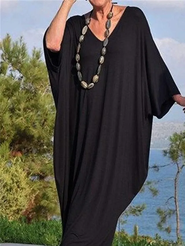 Elegant Black Kaftan Dress for Women - Versatile and Comfortable Option for Any Occasion