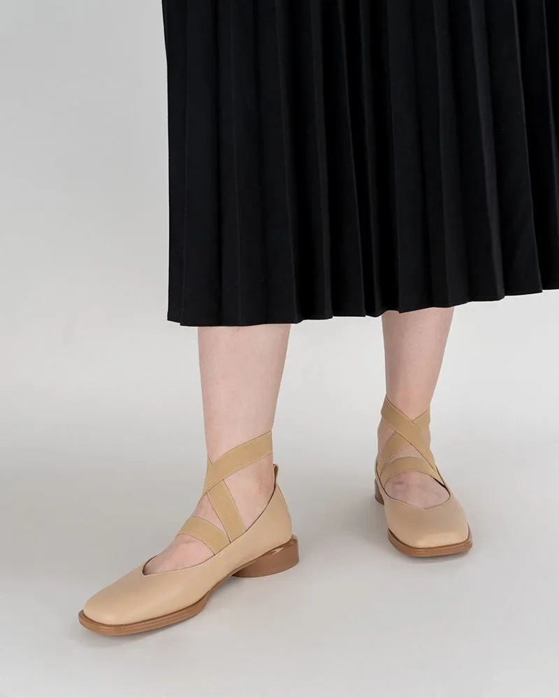 Elegant Cross Strap Ballet Flat Loafers