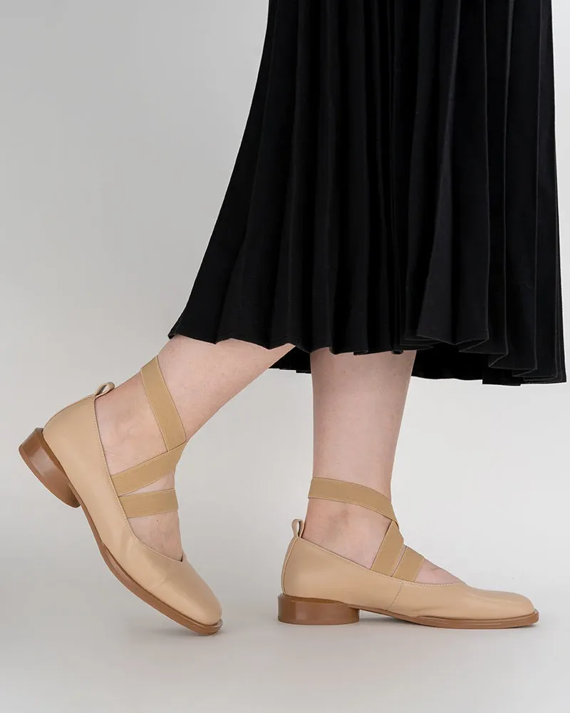 Elegant Cross Strap Ballet Flat Loafers