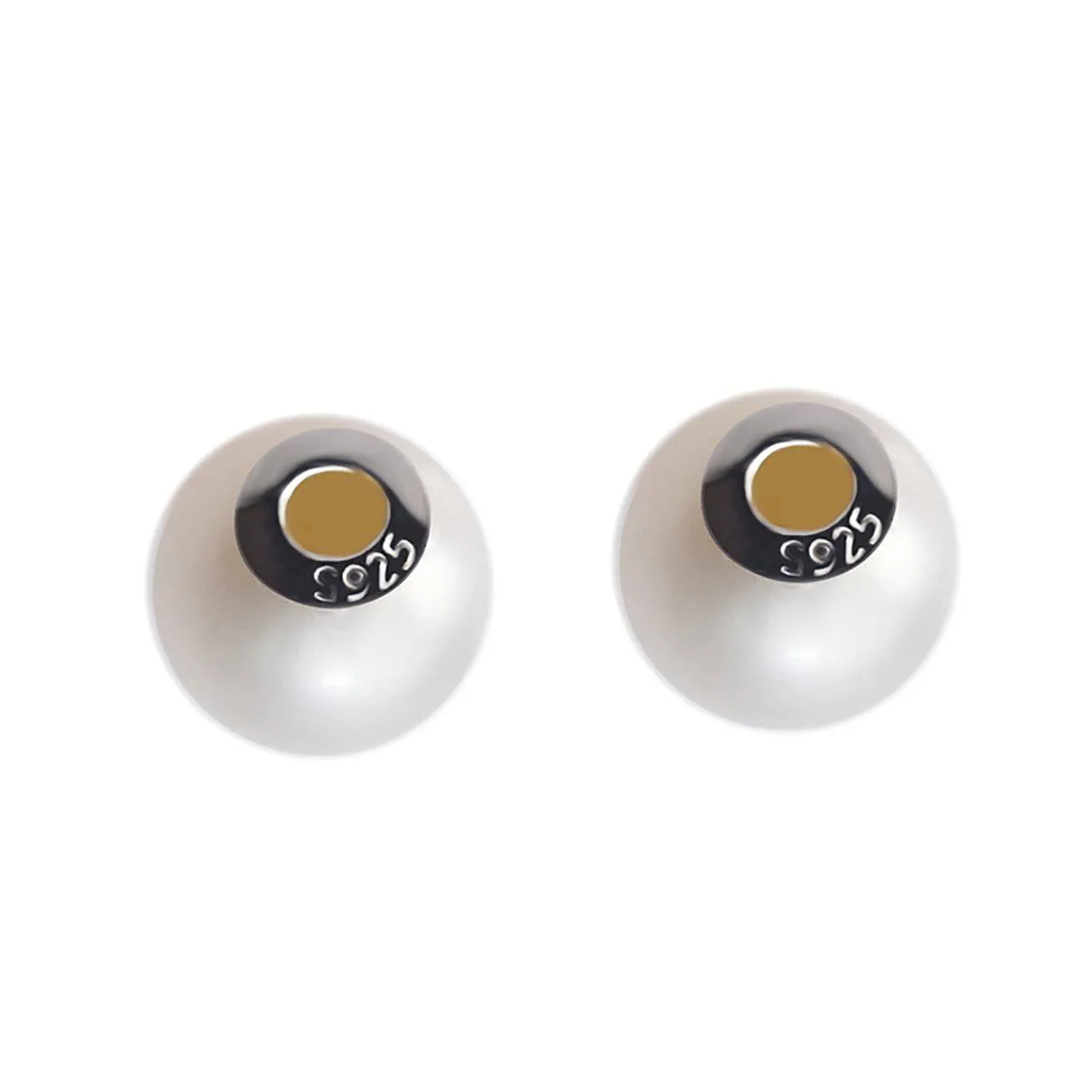 Elegant Freshwater White Round Pearl Stud Earrings WE00127