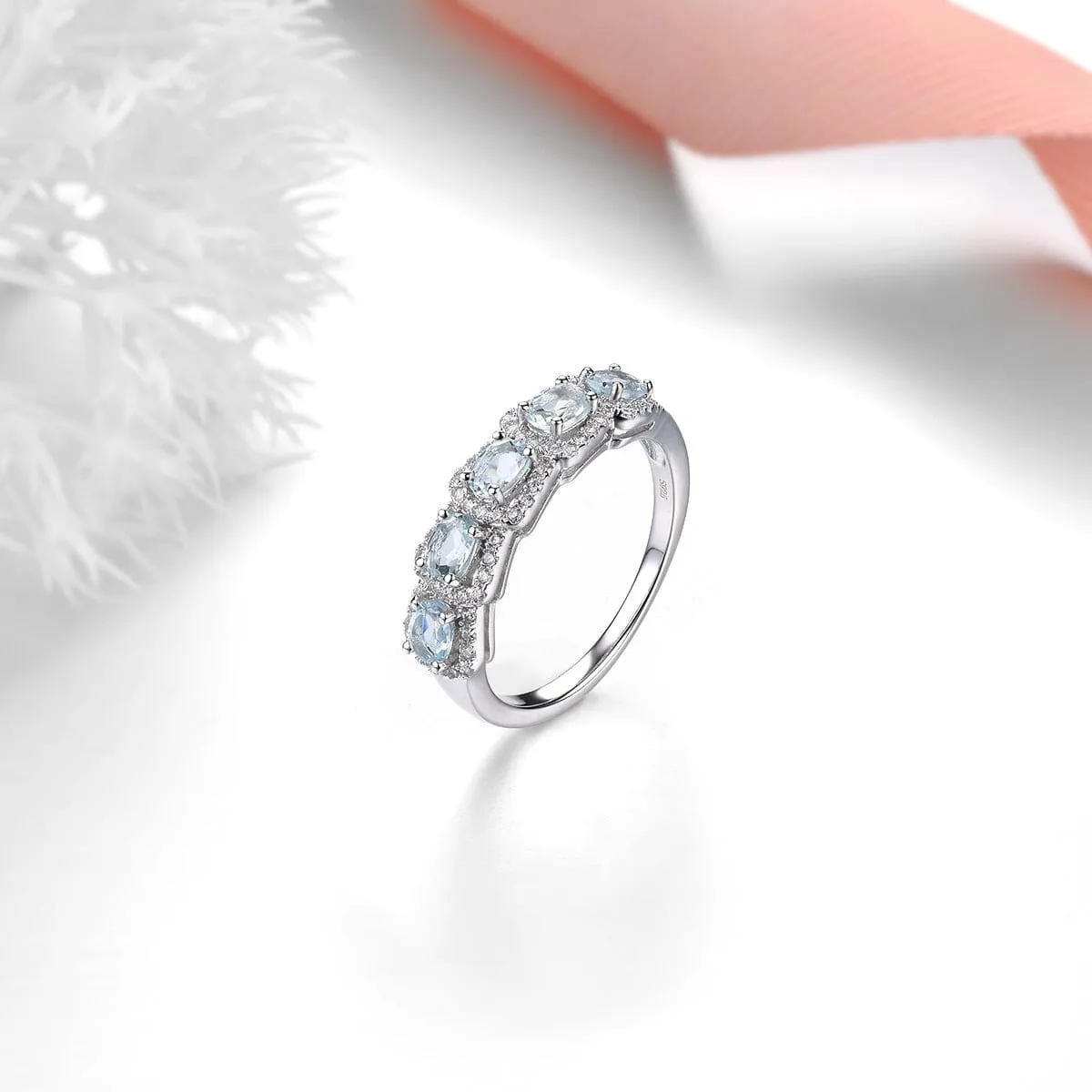 Elegant Style Natural Aquamarine Ring - 925 Sterling Silver