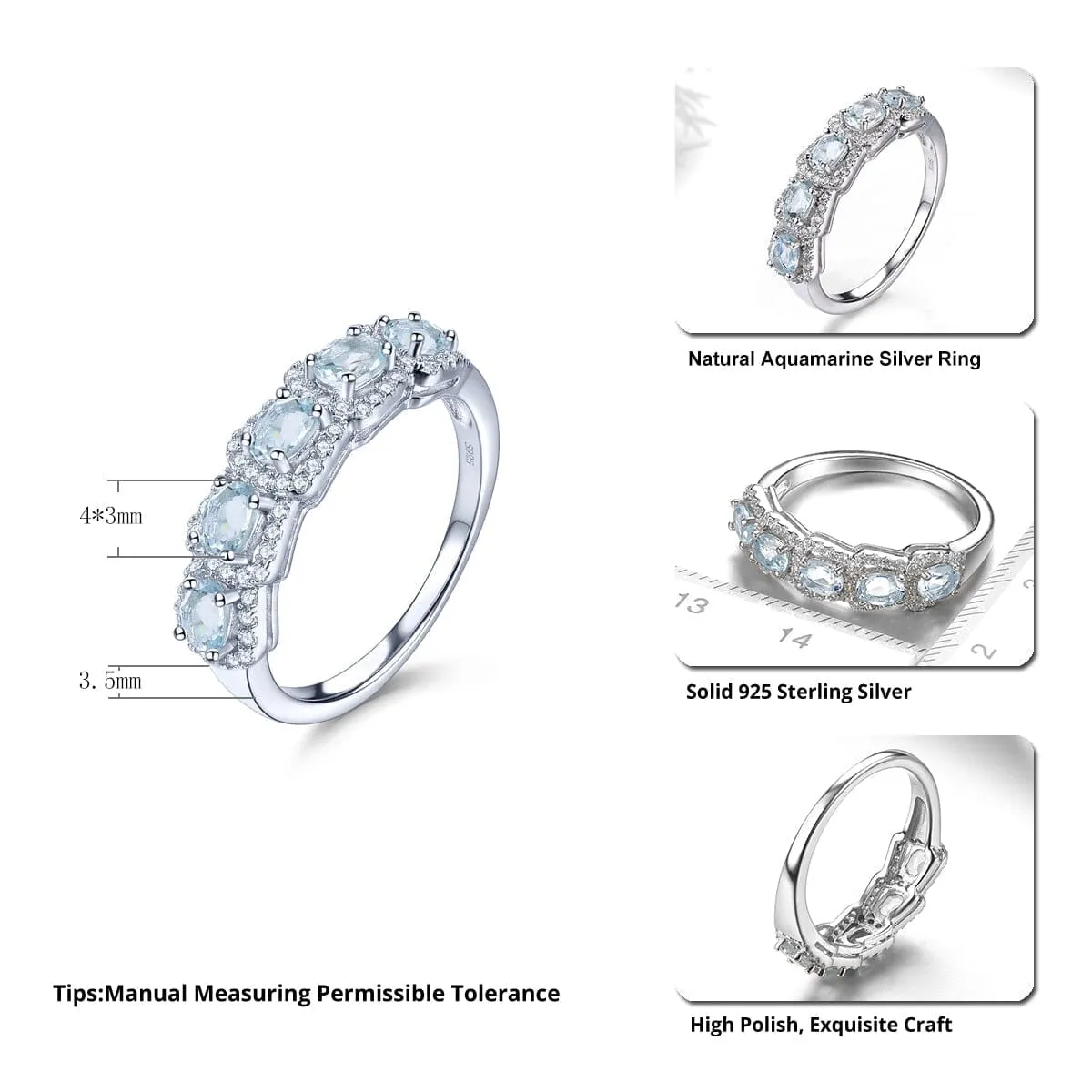 Elegant Style Natural Aquamarine Ring - 925 Sterling Silver