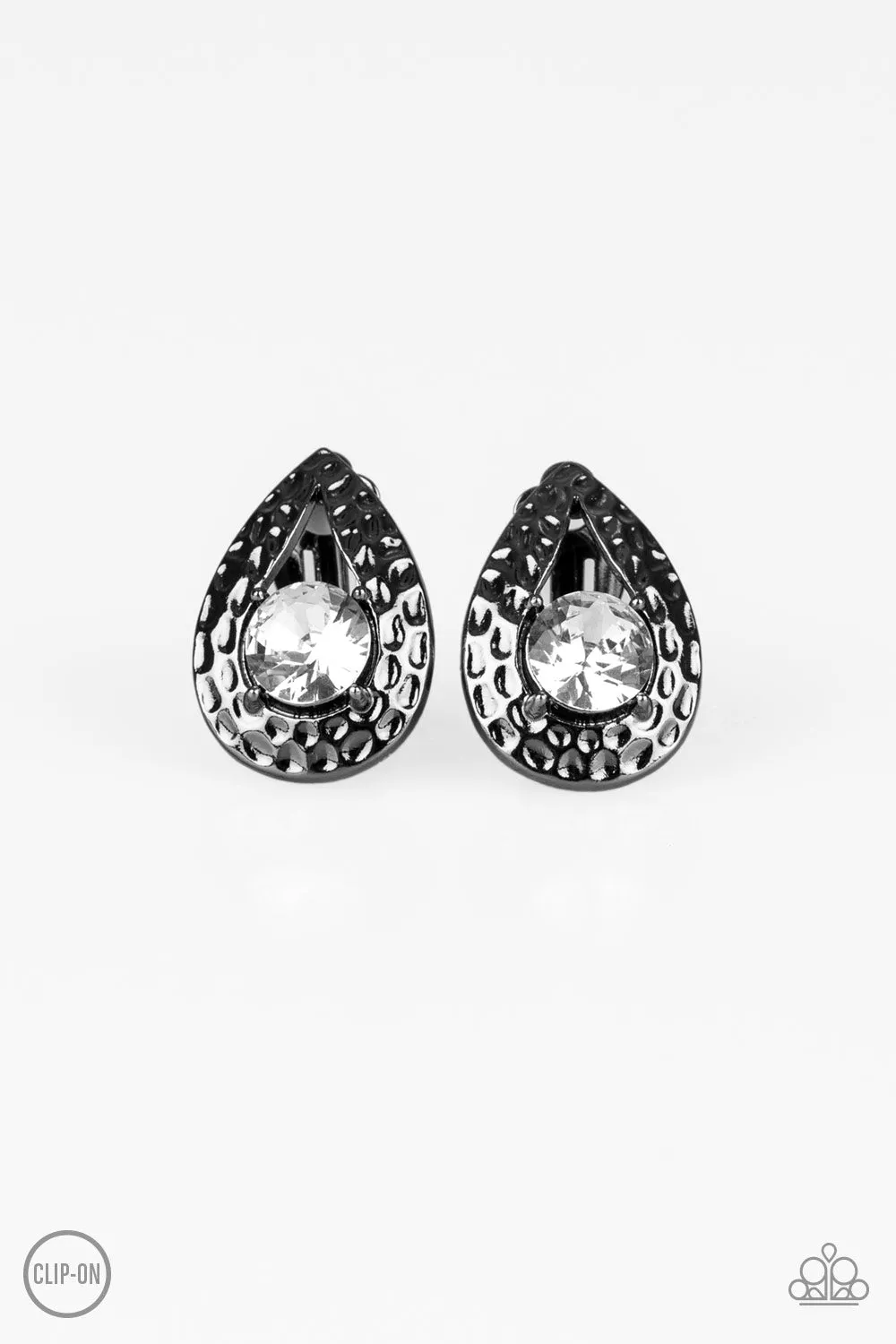 Elite Edge Black Clip-On-Earrings