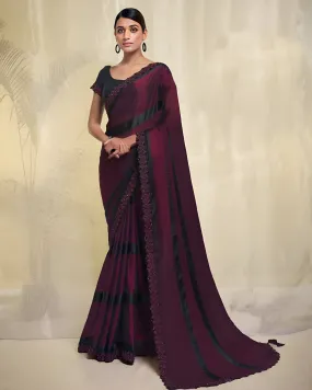 Embroidered Georgette Designer Saree Maroon