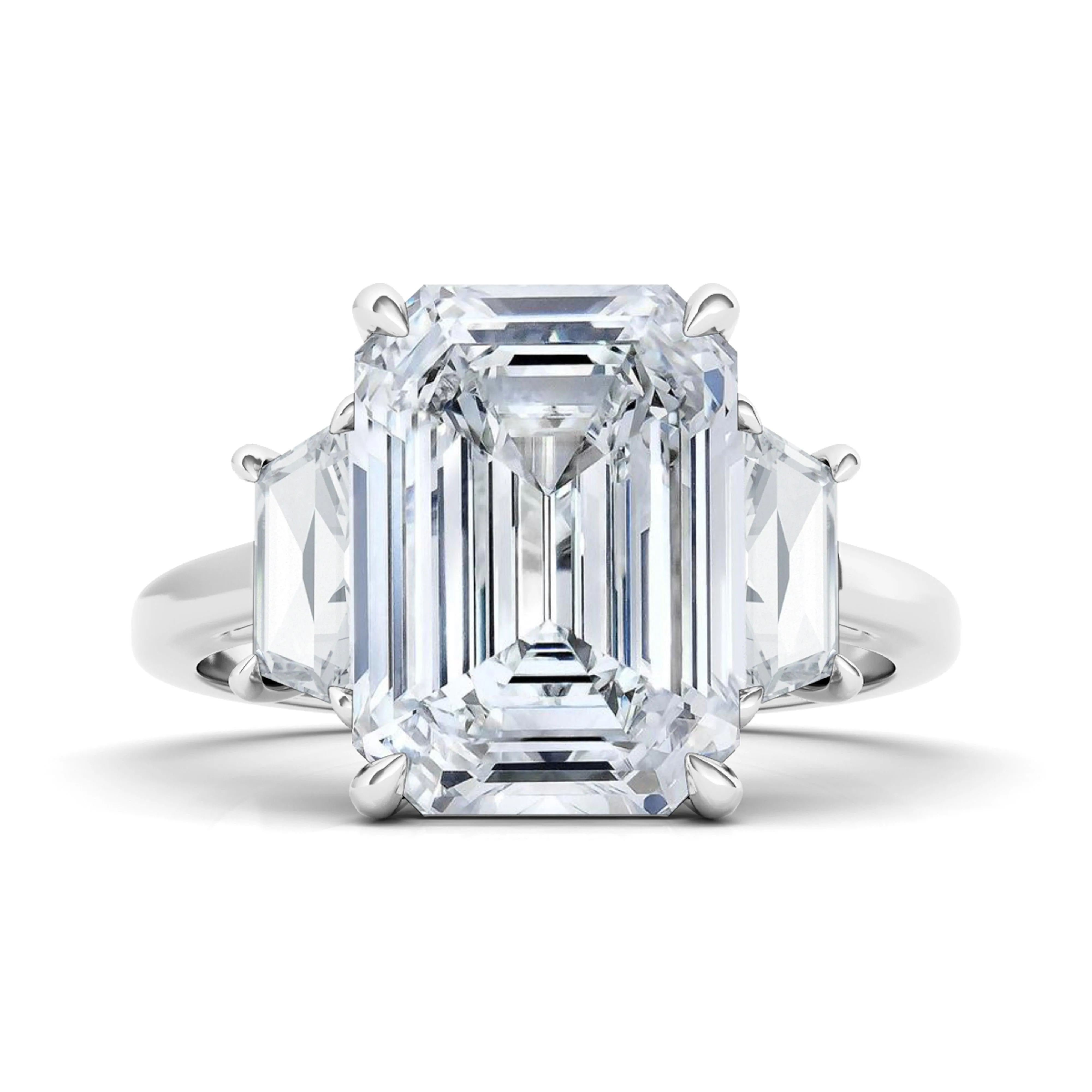 Emerald Cut With Trapezoids Diamond Ring