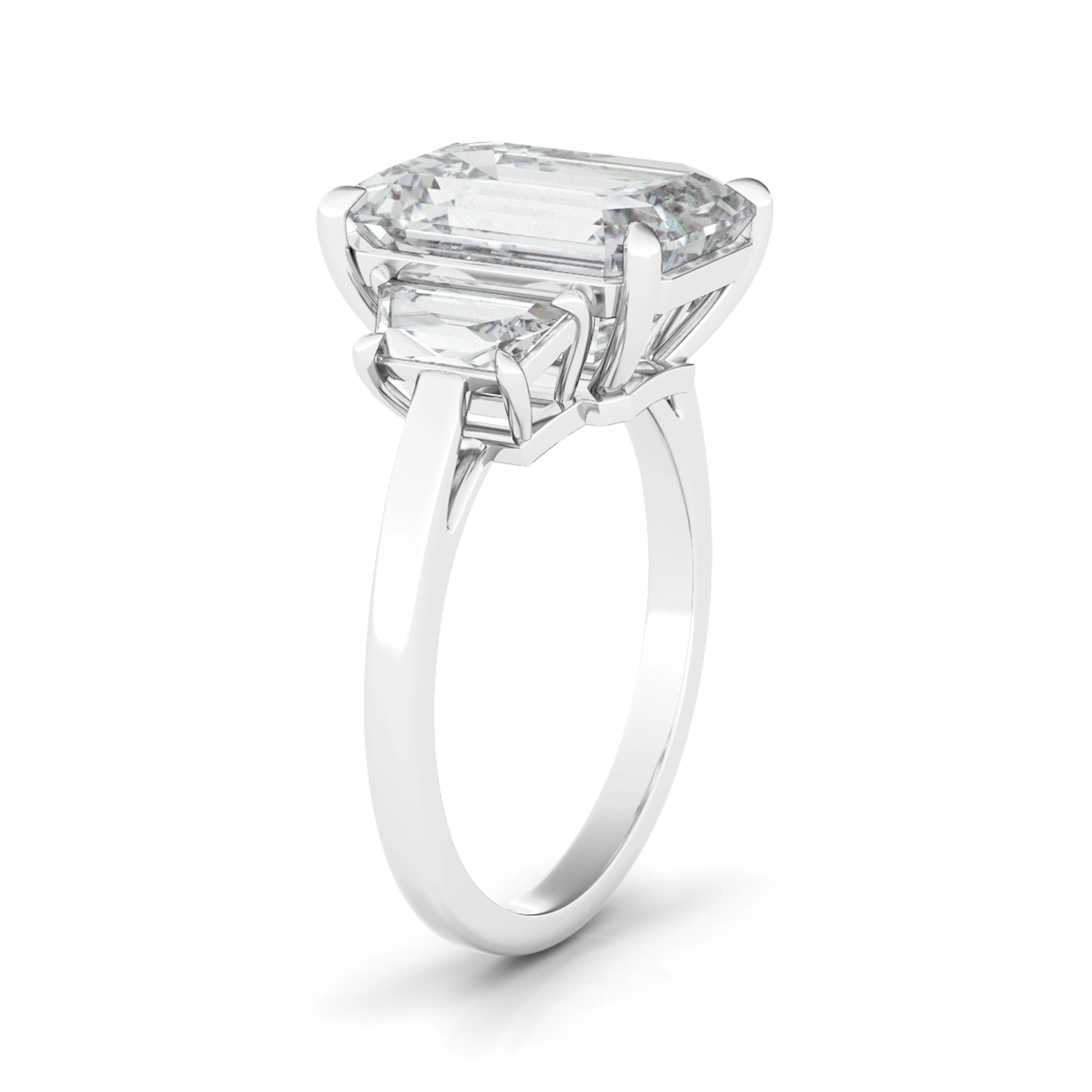 Emerald Cut With Trapezoids Diamond Ring