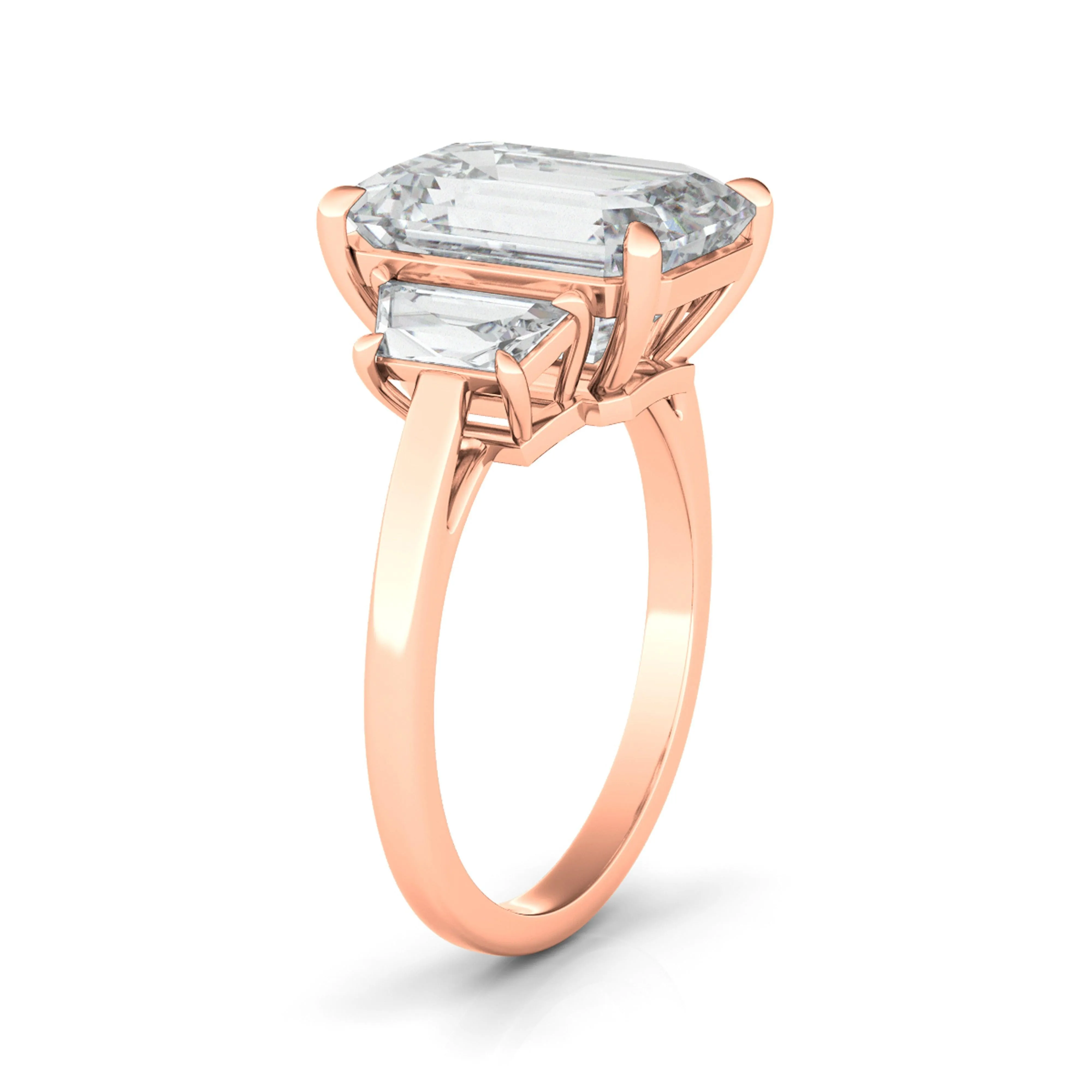 Emerald Cut With Trapezoids Diamond Ring