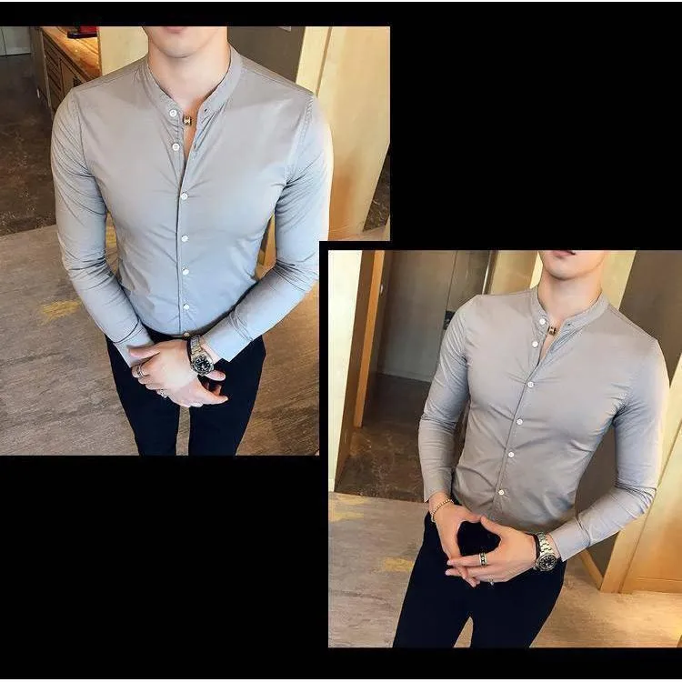 Fancy Glamorous Trendy Cotton Grey Solid  Button-Up Shirt For Men