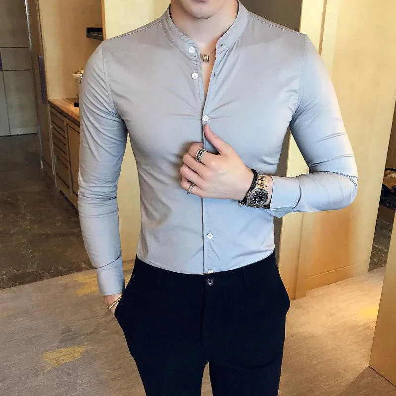 Fancy Glamorous Trendy Cotton Grey Solid  Button-Up Shirt For Men