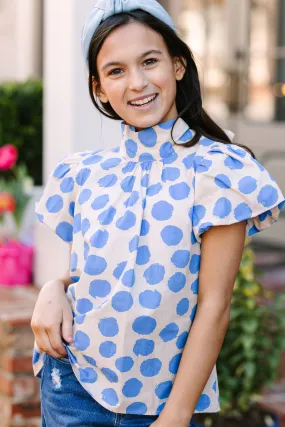 Girls: Can't Let You Go Light Blue Polka Dot Blouse