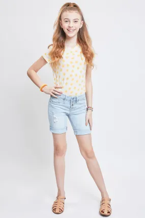 Girls Rolled Cuff Bike Bermuda Shorts