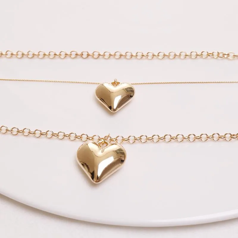 Gold Three-layered Heart Chain Pendant Necklace