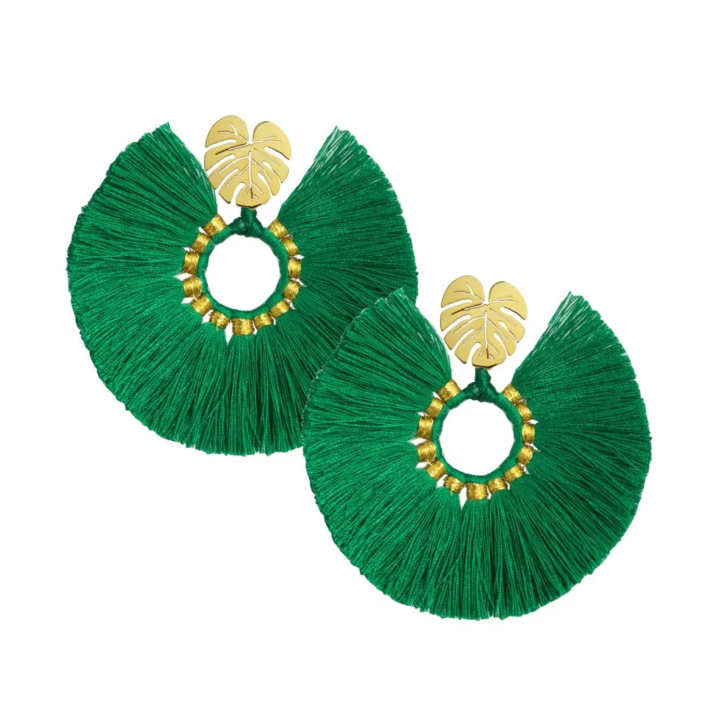 Green Wild Flower Earrings