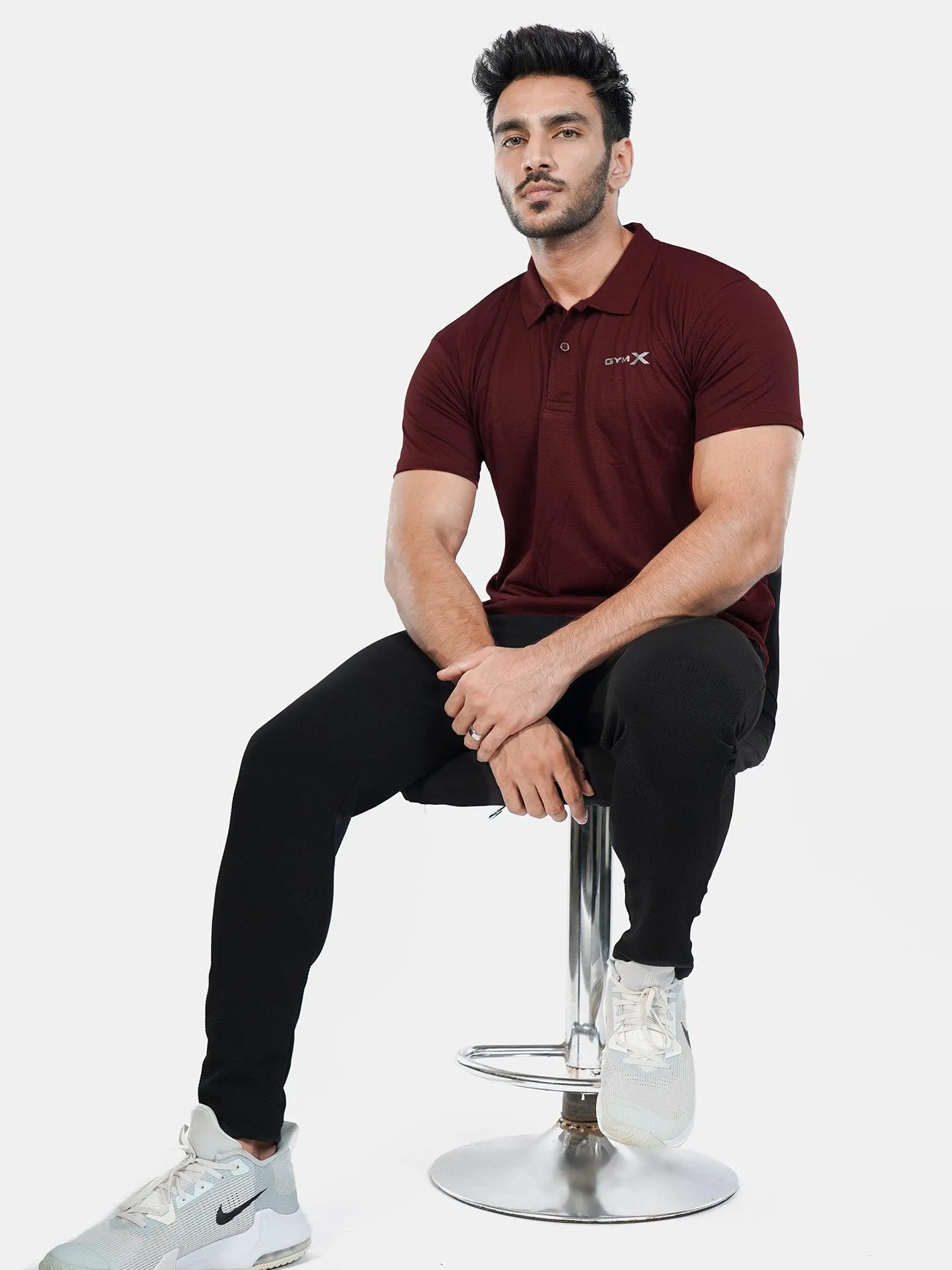 GymX Tech Polo Tee: Stark Maroon