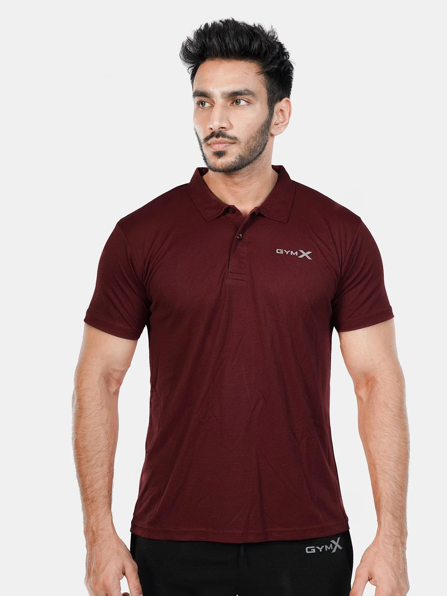 GymX Tech Polo Tee: Stark Maroon