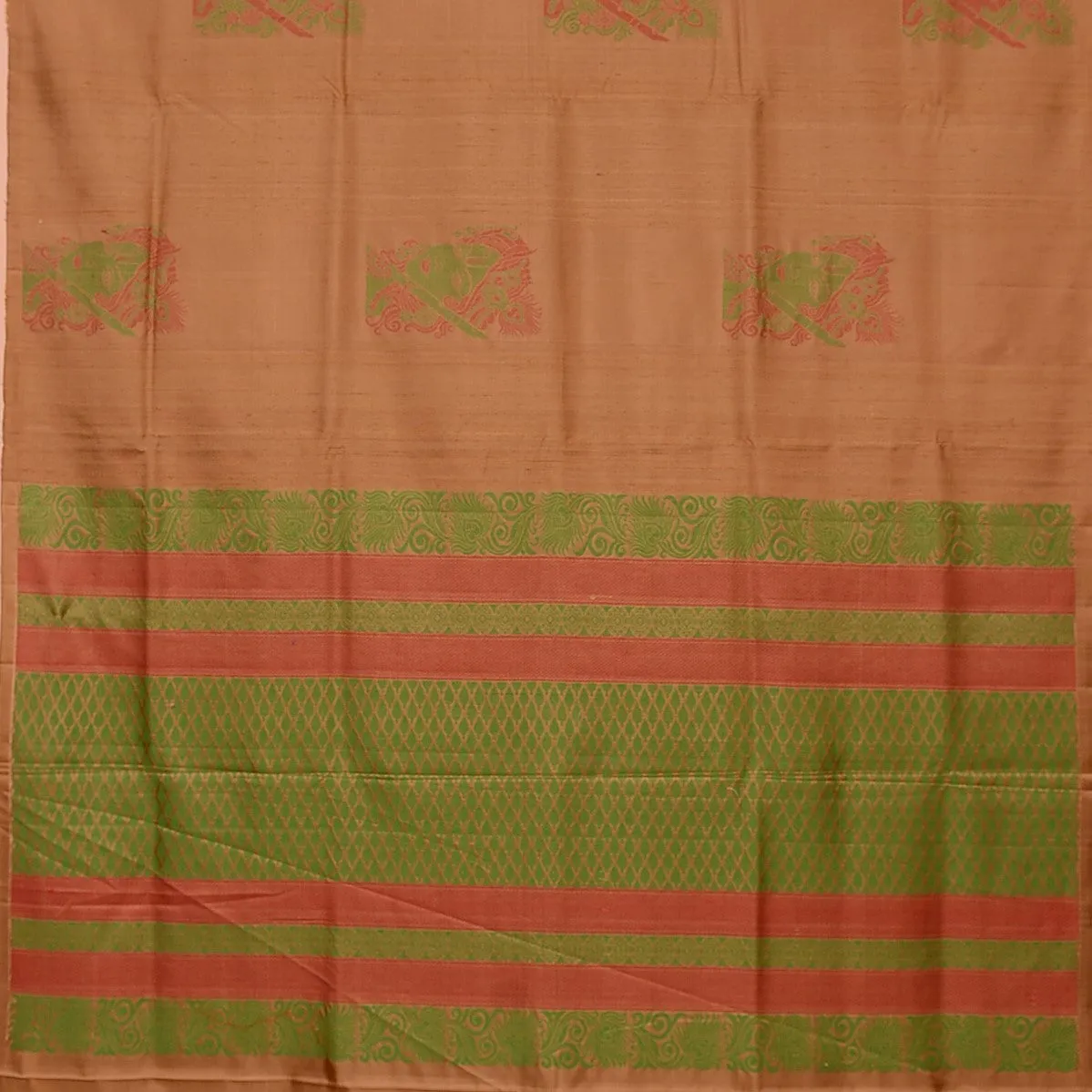 Handwoven Brown Soft Silk Saree - 438N010850DSJ