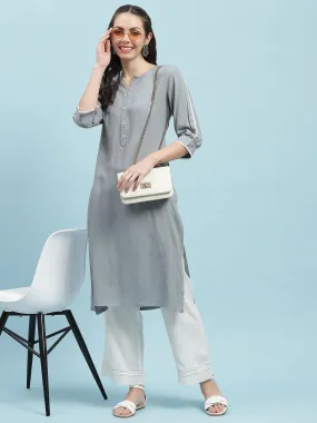 Indiessence Grey Solid Kurta