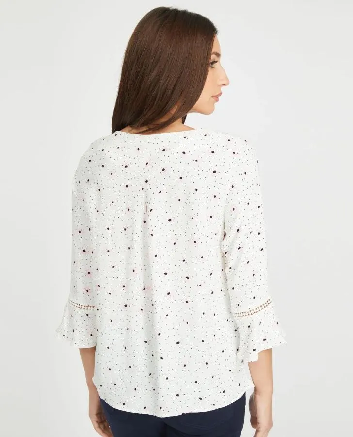 Ivory and Camellia Daisy Garden Blouse