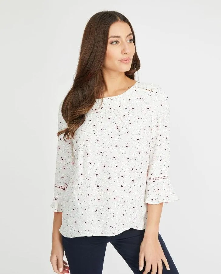 Ivory and Camellia Daisy Garden Blouse