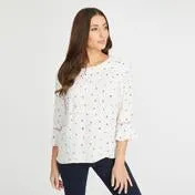 Ivory and Camellia Daisy Garden Blouse