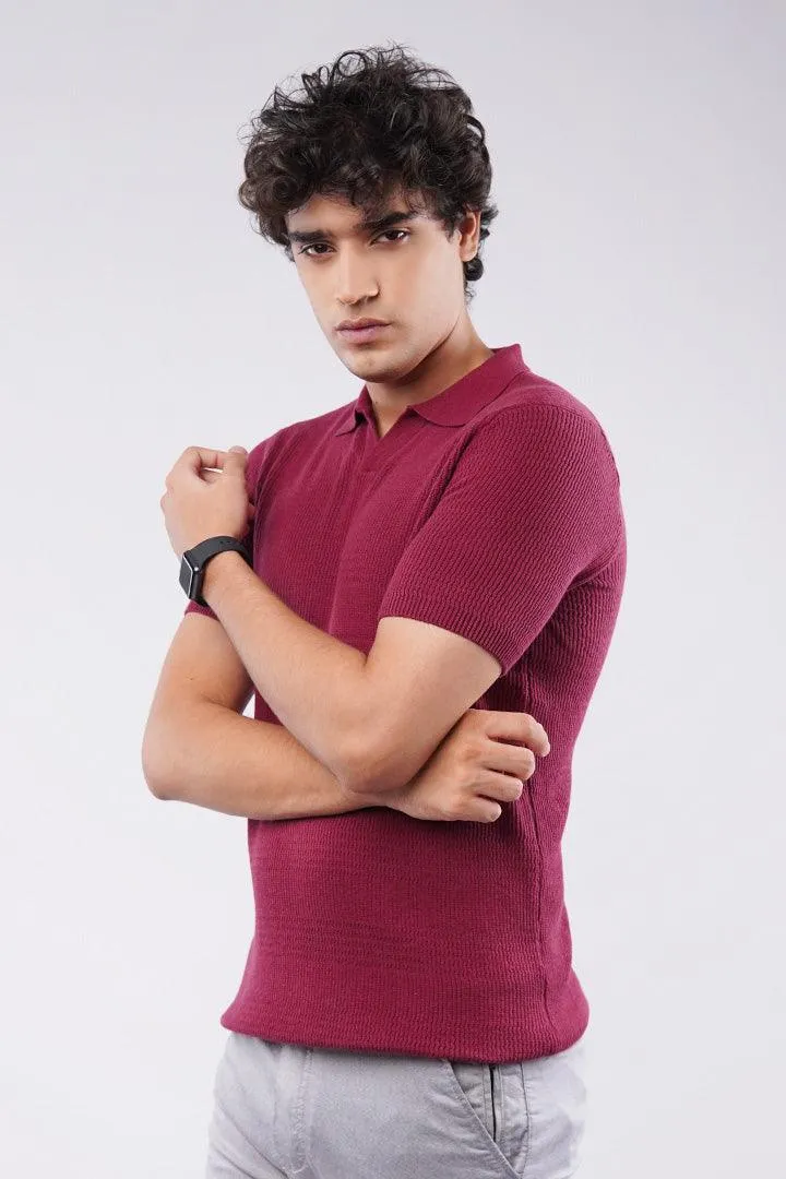 Johnny Collar Polo Shirt - Maroon