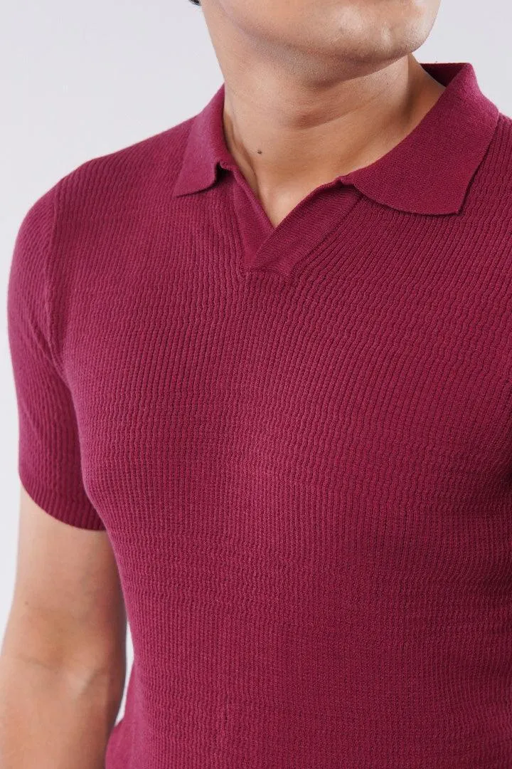 Johnny Collar Polo Shirt - Maroon