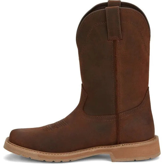 Justin Men's Buster 11" ST Pull On WesternvWork Boot -Brown- SE3100