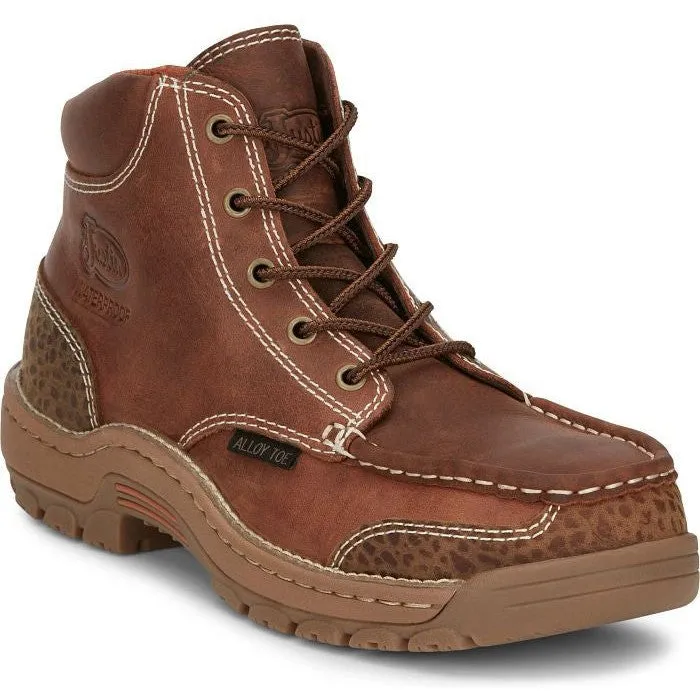 Justin Men's Corbett 5 Alloy Toe WP Western Work Boot -Brown- SE253