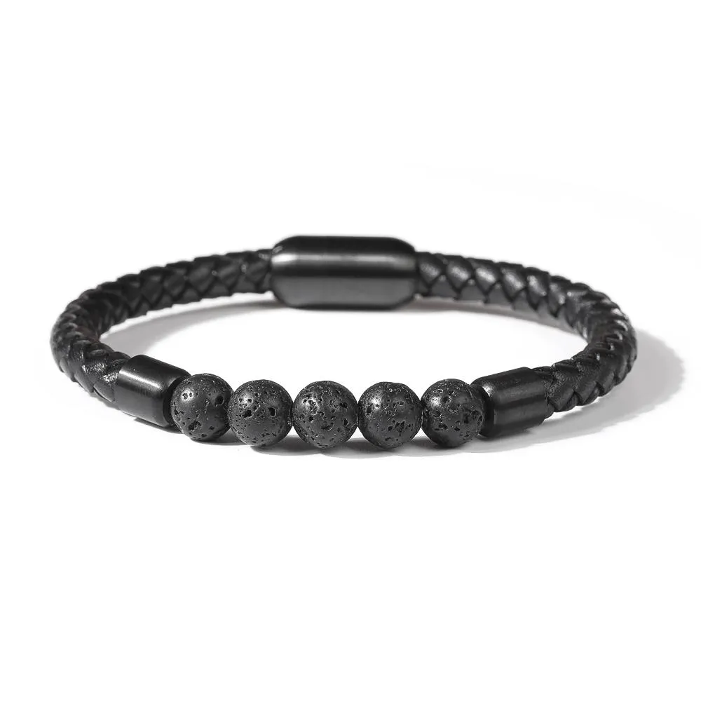 Lava Stone Leather Bracelet