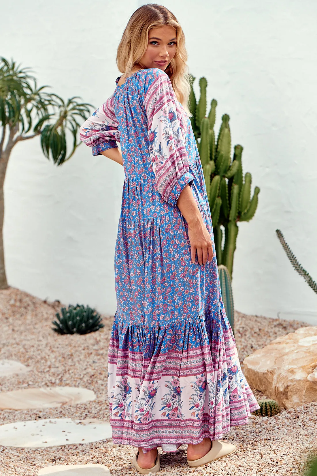 Layla Maxi Dress - Blue/Pink