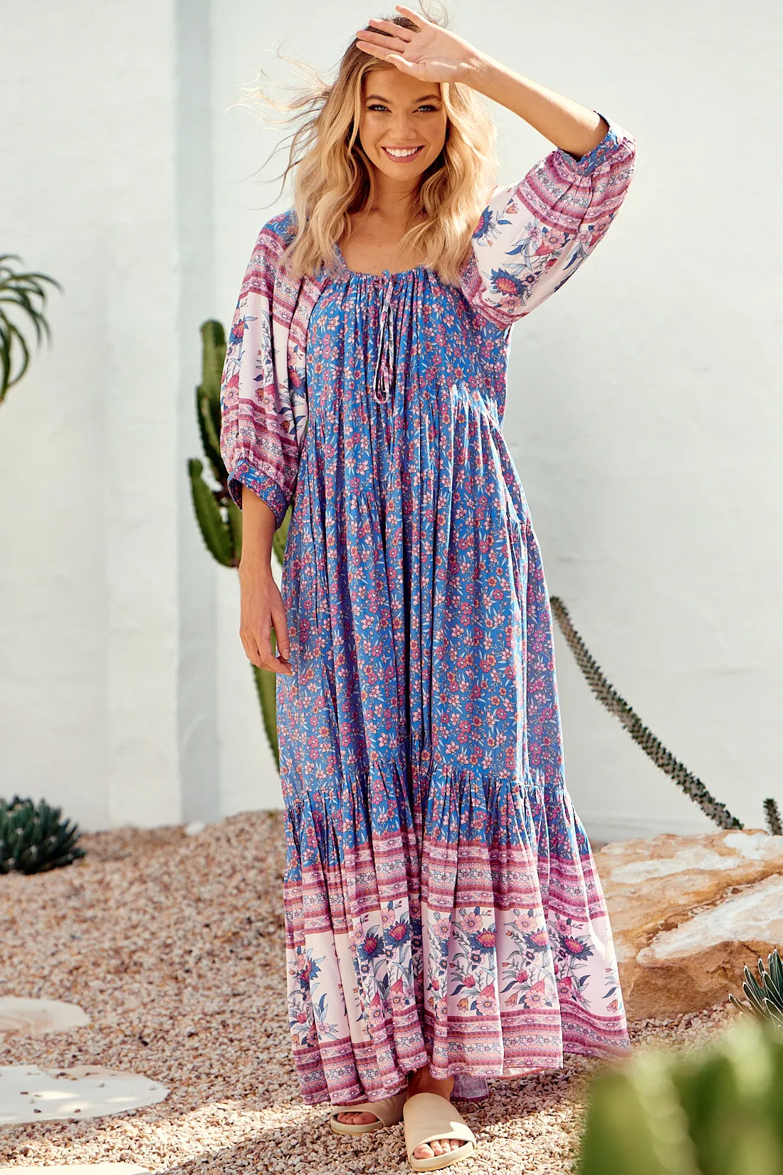 Layla Maxi Dress - Blue/Pink