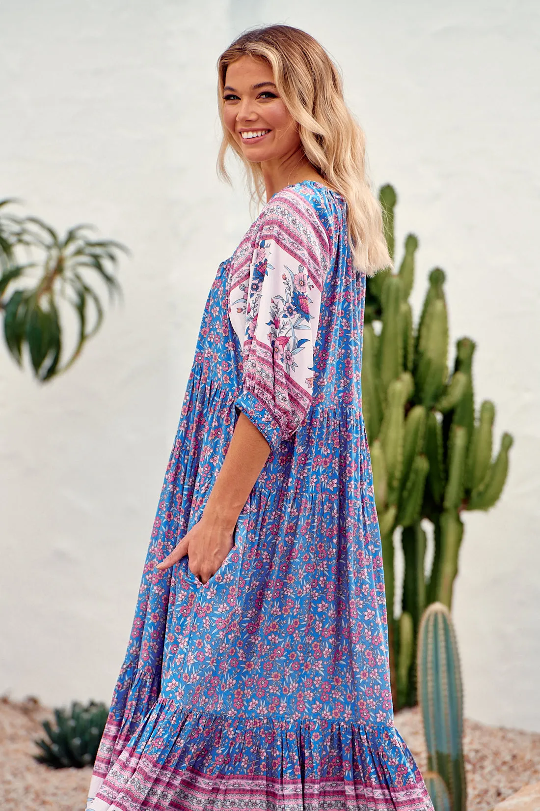 Layla Maxi Dress - Blue/Pink